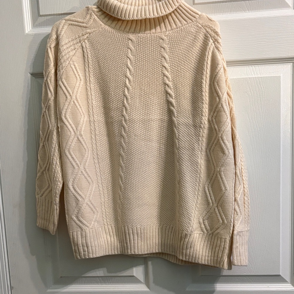 Cozy Cream Cable Knit Turtleneck Sweater
